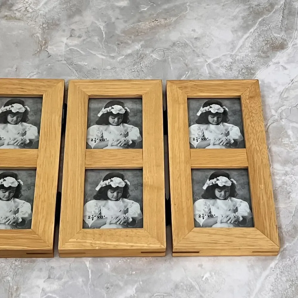 Three Panel Screen Wood Collage Photo Picture Frame Multi Picture 2x2.5